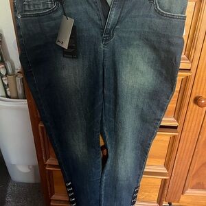 Seven7 Dark Blue Skinny Jeans with Subtle Fade